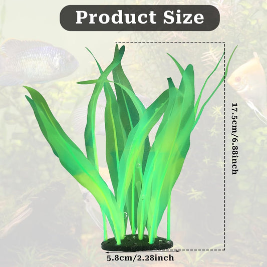 Silk Aquarium Plants, 7 Inch Tall Floating Glowing Decoration Plant Simulation Artificial Aquarium Plant Silk Fish Plants for Betta Fish Tank Decor Accessories, Green