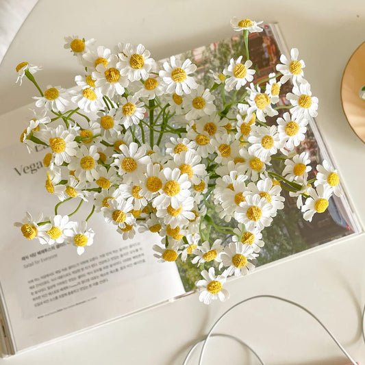 Small White Daisy Flowers Artificial,6 Bouquet/ 10 Inch Fake Daisies