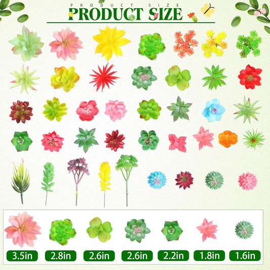 WILLBOND 38 Pcs Summer Mini Artificial Succulents Small Fake Succulent Plants Faux Assorted Unpotted Realistic Plastic Flowers Picks Stem for DIY Crafting Greenery Garden Home Decor(Flocked)