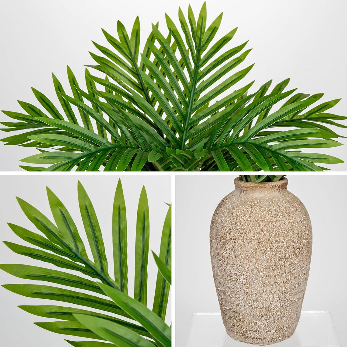 Faux Greenery Stems in Glass Vase with Faux Water, Silk Alocasia Realistic Fake Plants Artificial Tropical Leaves for Home Office Farmhouse Wedding Centerpiece Décor