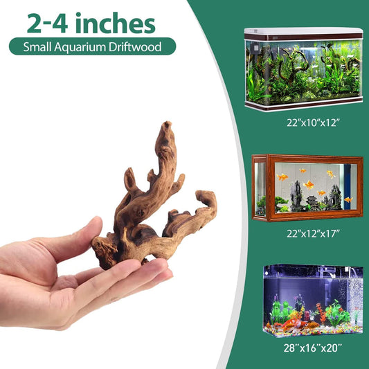 Natural Driftwood for Aquarium Decor, 2-Piece 10''-14'' Large Driftwood for Decorations on Fish Tank, Reptiles Bearded Dragon Accessories or Air Plants