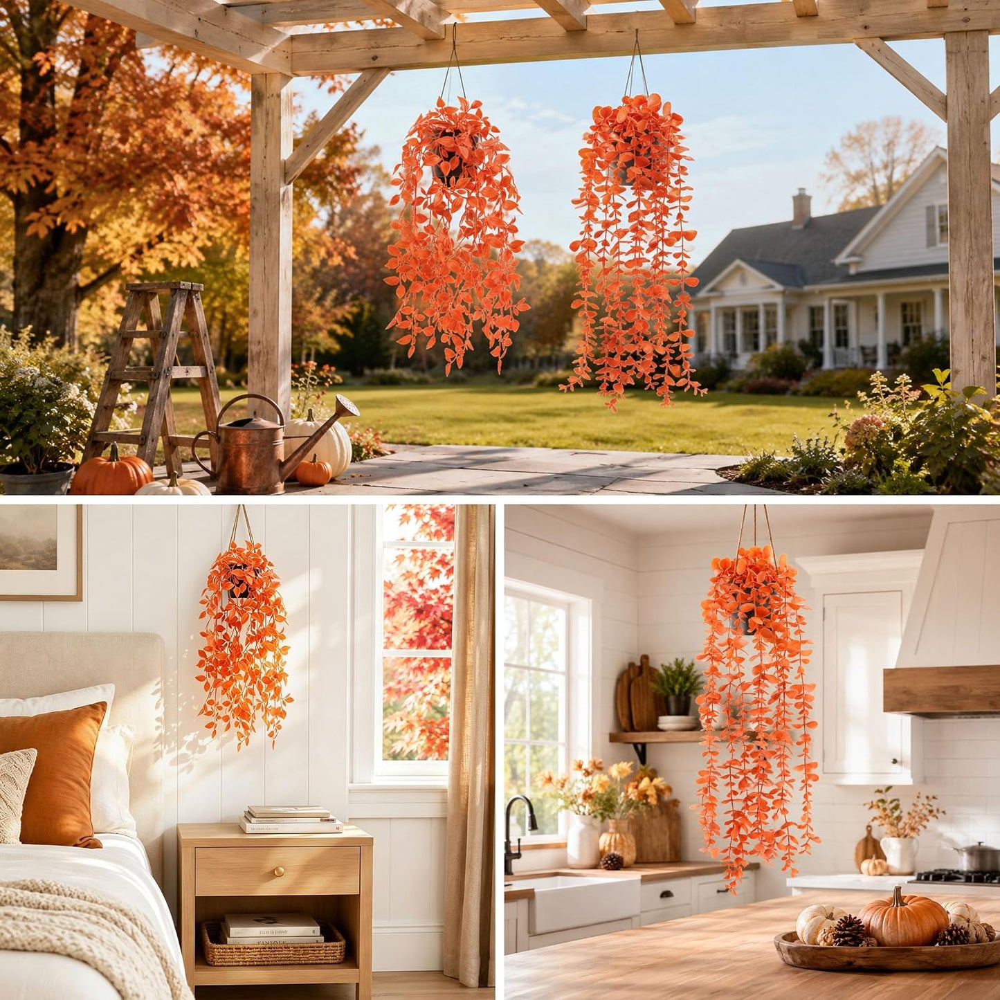 1Pcs Fake Plants Hanging Artificial Potted Faux Eucalyptus Plants for Modern Boho Farmhouse Bathroom Office Desk Wall Art Shelf Living Room Aesthetic Decor Indoor