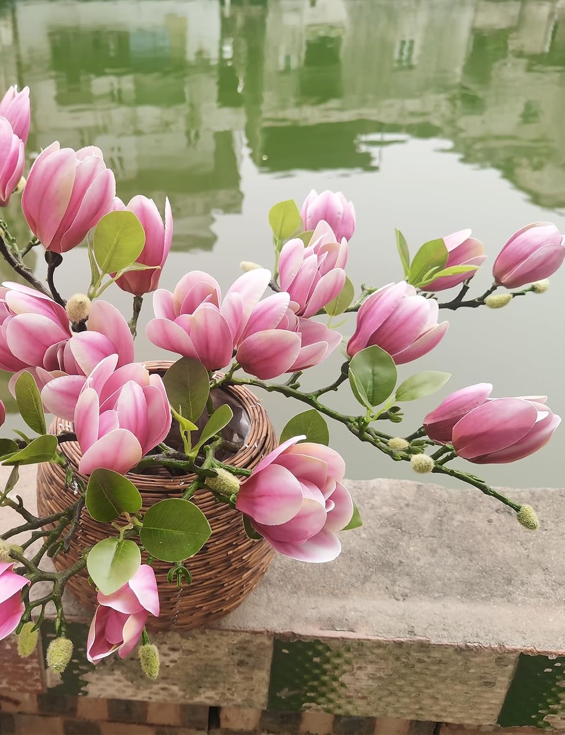 Magnolia Flowers Artificial Branches with Realistic Buds & Leaves
