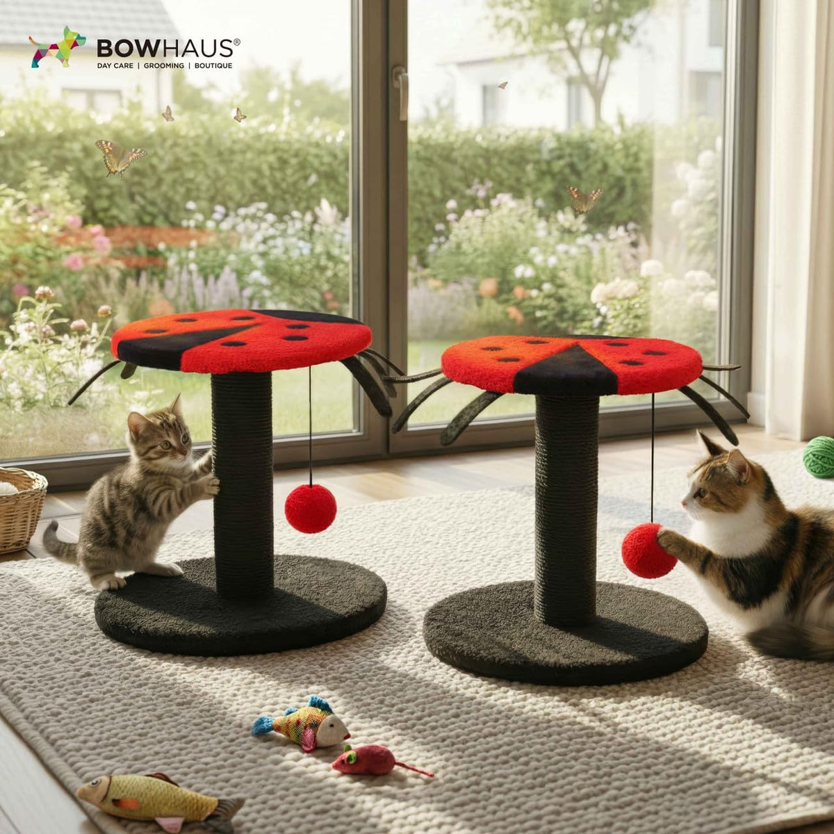 Mushroom Cat Scratching Post, Mushroom Cat Scratcher with Sisal Rope and Interactive Hanging Ball, 20 Inch Scratching Post for Indoor Cats and Kittens