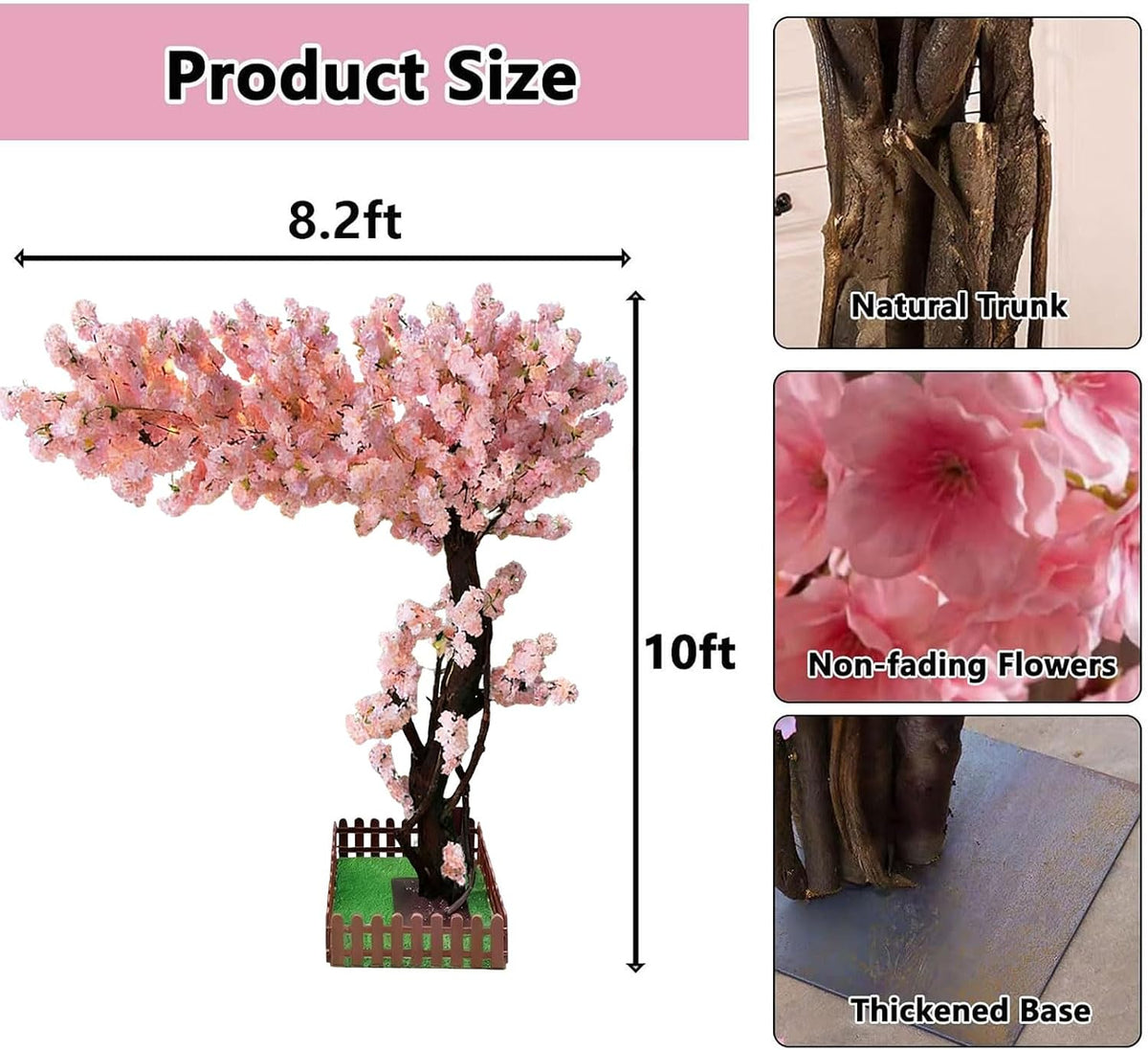 Large Artificial Cherry Blossom Trees Pink 6.6ft for Indoor Outdoor Home Decor,Tall Fake Japanese Cherry Blossom Wishing Trees for Living Room Garden Party,Wedding,Courtyards,Centerpieces