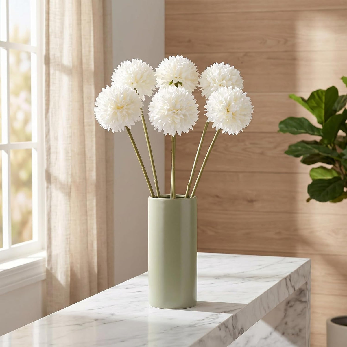 6ppcs Fake Dandelion Flowers and Hyacinth Faux Plastic Stems for Home Wedding Decorations Dandelion Prop Floral Arrangement 2.36 Inch