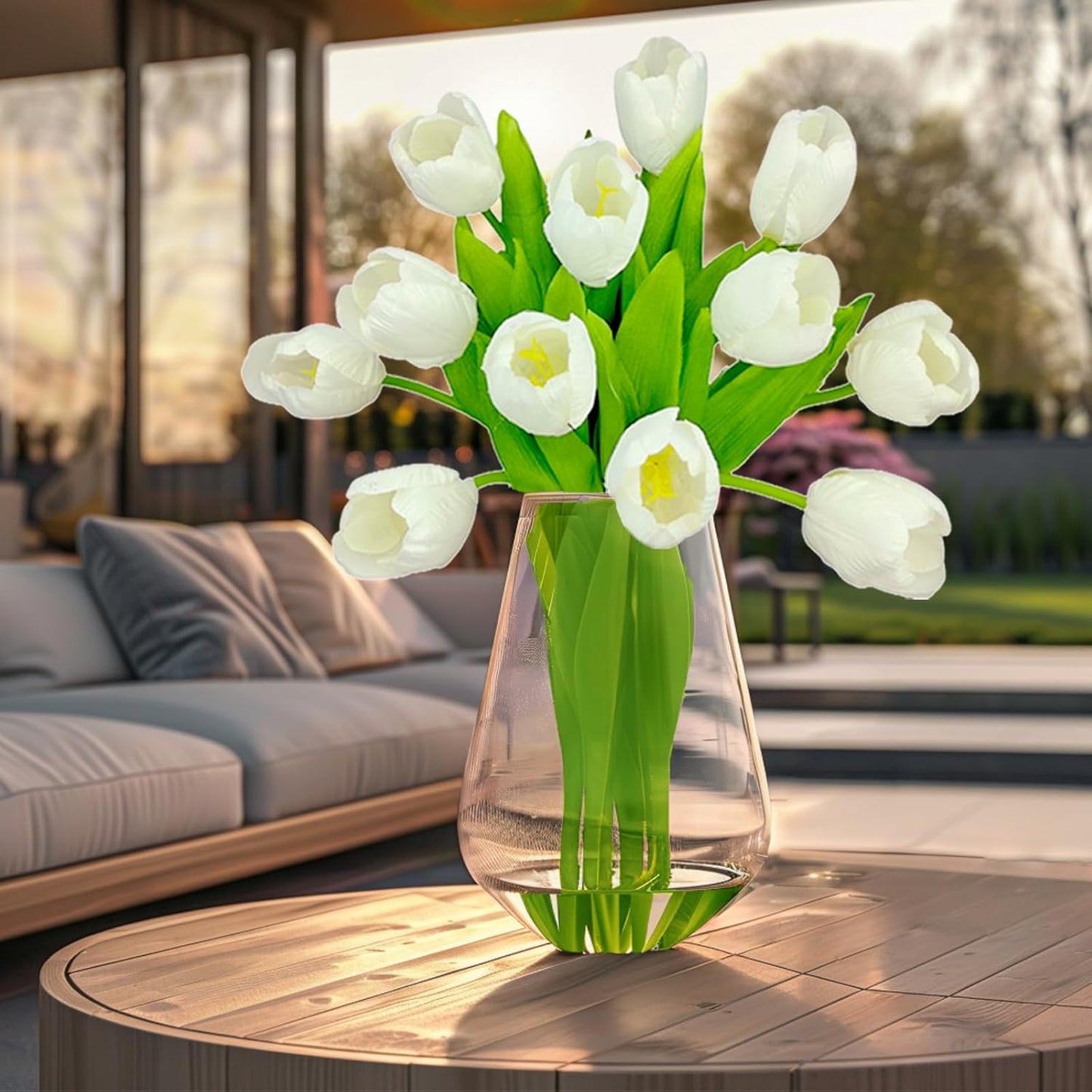 12pcs Pink Tulips Artificial Flowers Real Touch Silk Fake Flowers Faux Tulip Stems for Wedding Spring Bouquet Floral Arrangement Home Decorations Table Centerpiece