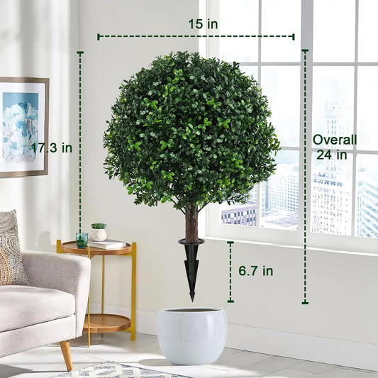 2PCS Faux Boxwood Plants Outdoor Artificial Topiary Ball Trees