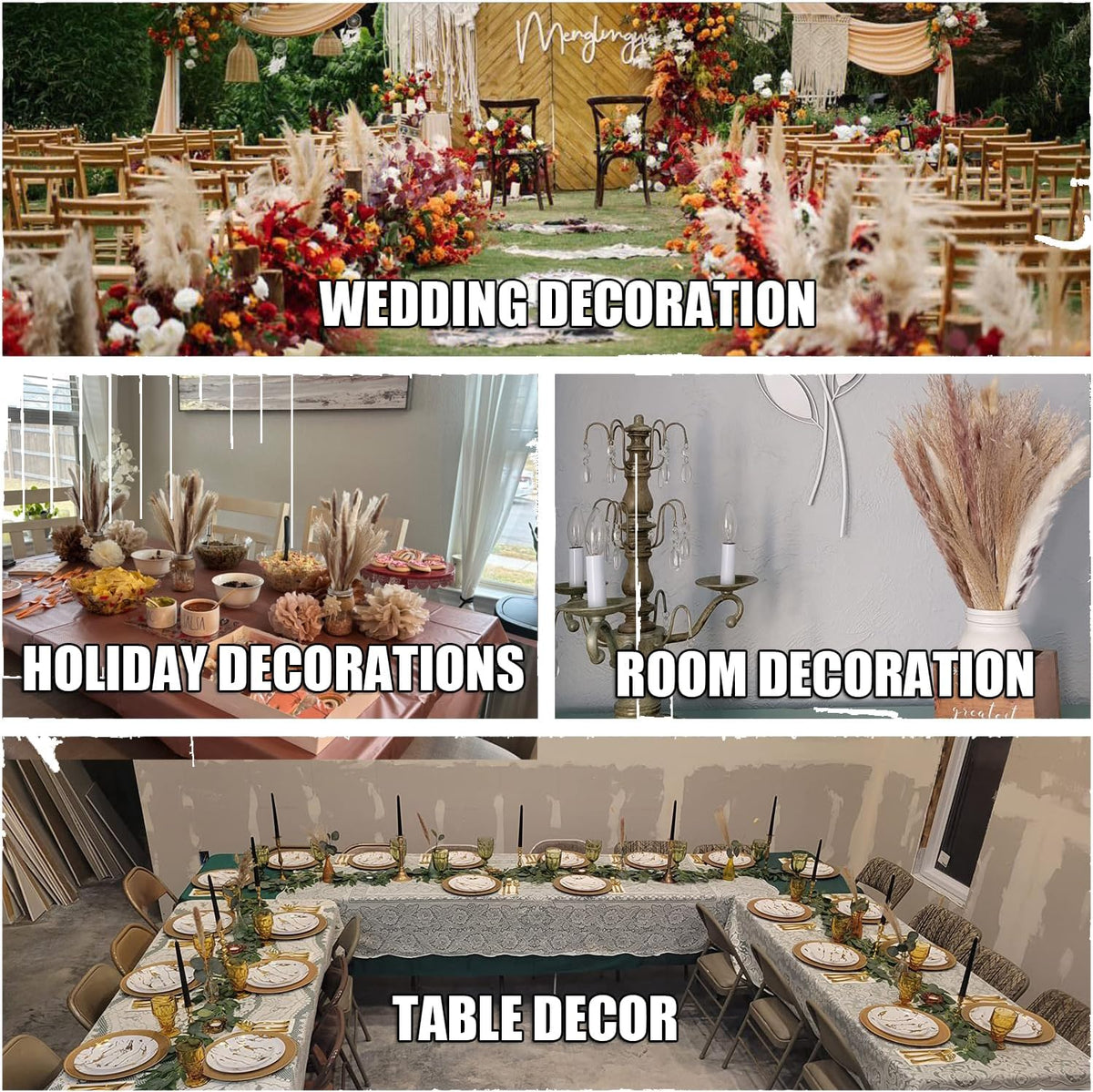 100Pcs Pampas Grass Boho Home Decor 17 inch Natural Dried Flowers-Pampas Grass Contains Bunny Tails White Pampas Brown Pampas.Boho Decor for Farmhouse Wedding Boho Wall Bathroom Office Kitchen…