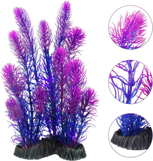 Artificial Aquarium Plants, Plastic Fish Tank Plants for Aquarium Decorations, Pack of 7 (Style B)