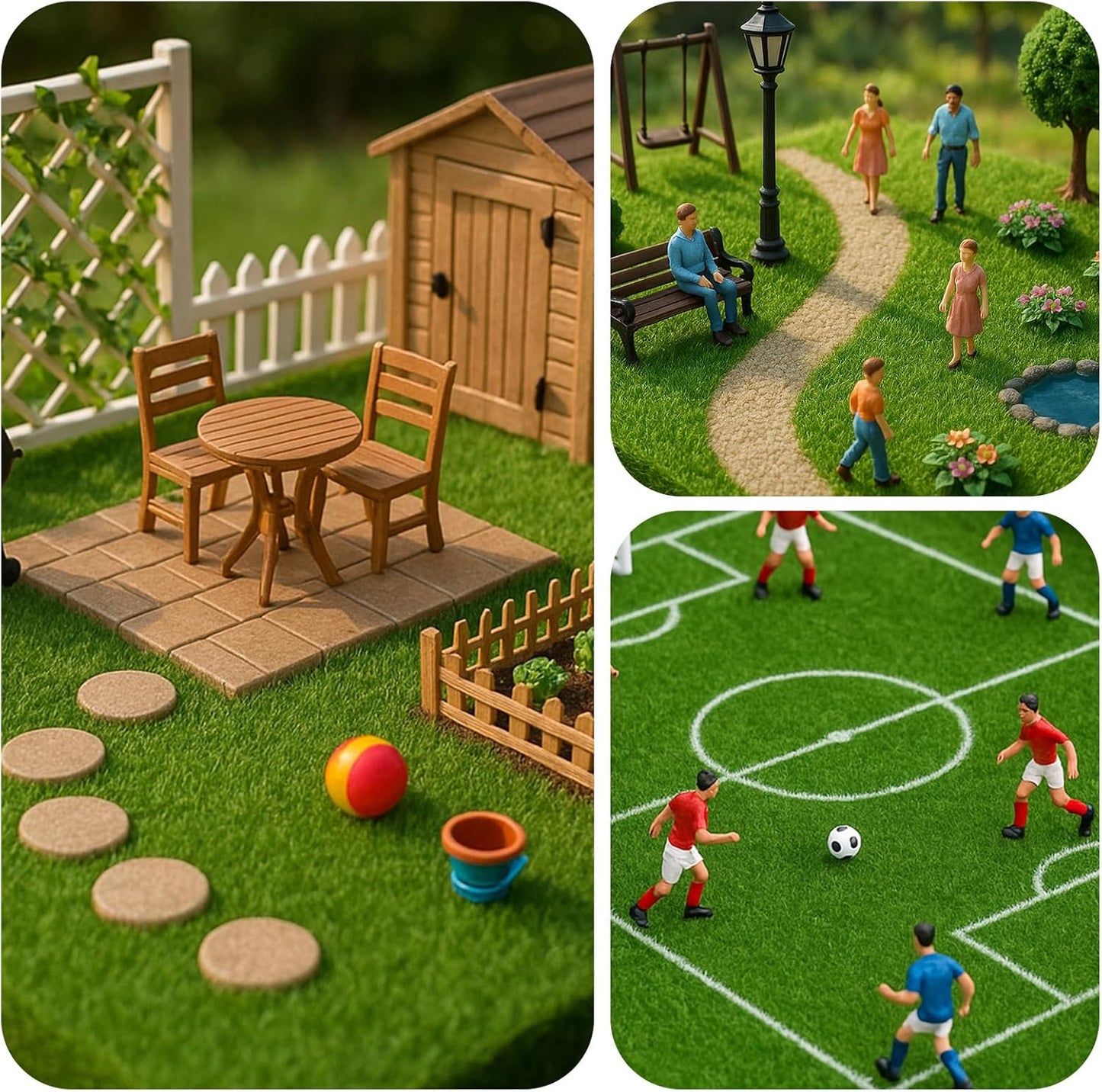 4 Packs Fake Grass Decor for Crafts, 6" x 6" Fairy Artificial Moss for Miniature Garden, Dollhouse Accessories Diorama Supplies DIY Decoration