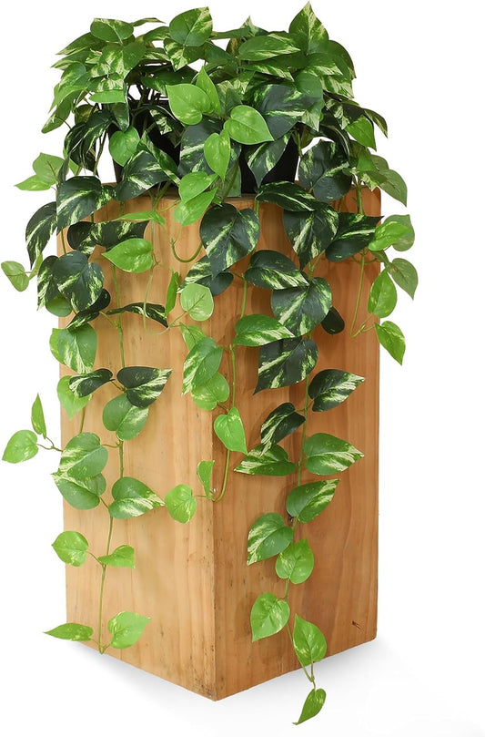 Fake Pothos Hanging Plants – 33" Set of 2 Faux Ivy Vines with Pots Realistic Silk Devil’s Ivy for Indoor Décor Low Maintenance Artificial House Plants for Home Bathroom or Office - Green
