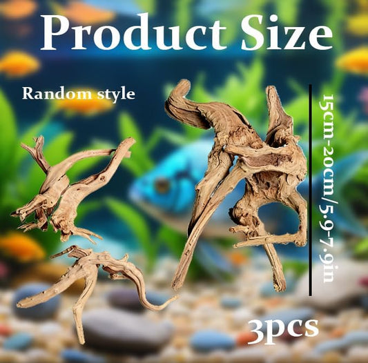 3PCS Driftwood for Aquarium, 5.91''-7.87'' Aquarium Driftwood, Fish Tank Driftwood, for Fish Tank and Aquascaping Driftwood for Reptile Tanks(Random Style)