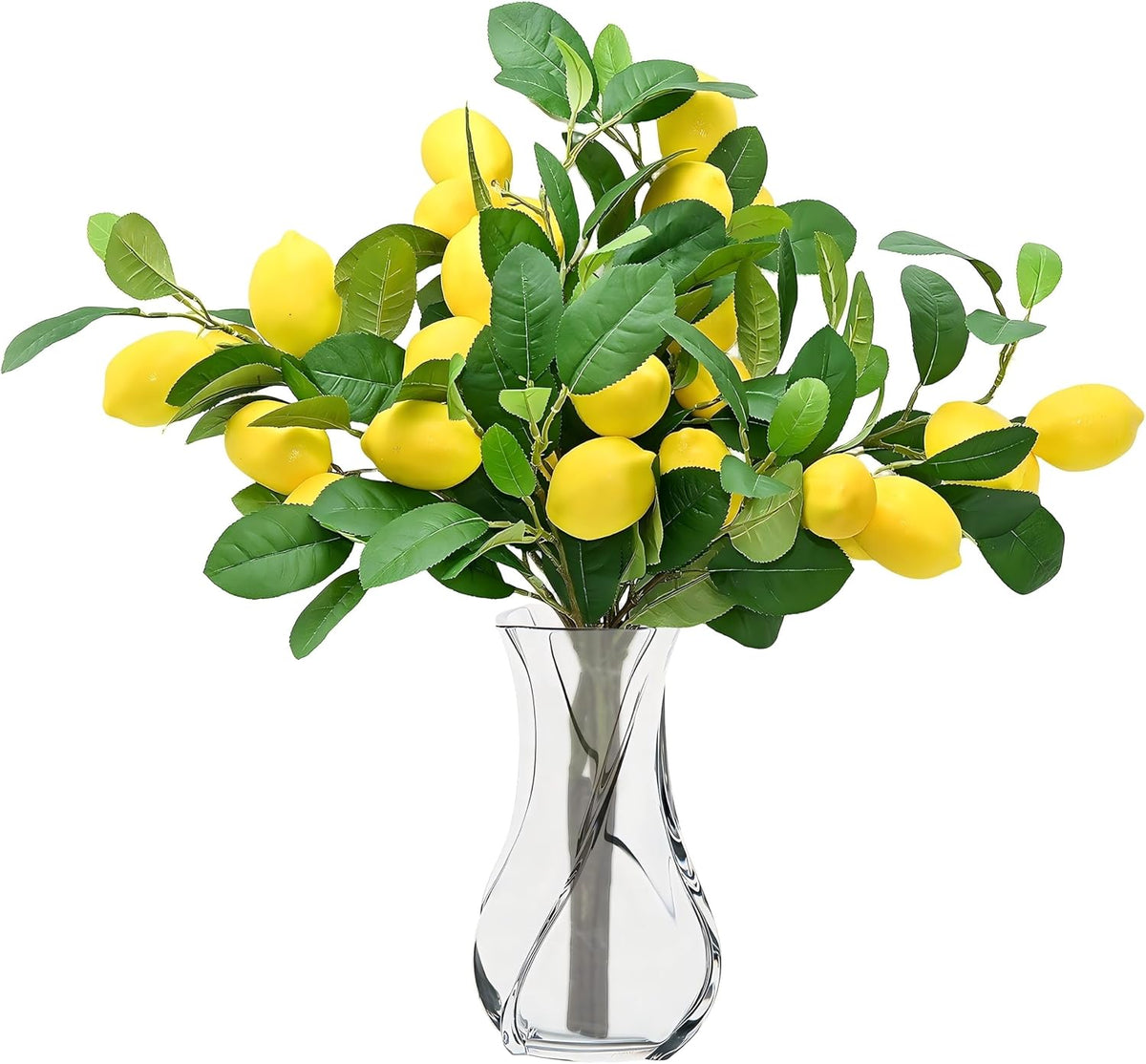 4pcs 23.6-inch Artificial Lemon Branches, Lemon Stems Fake Lemons & Fake Limes for Lemon Party Decorations, Kitchen, Spring Summer Decor