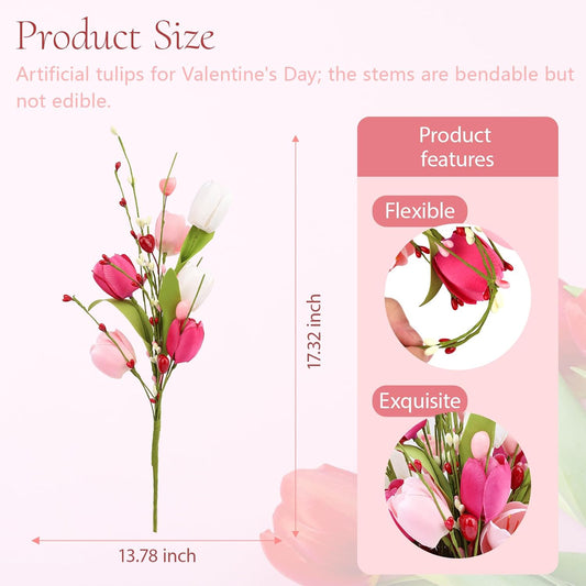 Artificial Tulips Flower Stems for Valentine’s Day Anniversary Decor