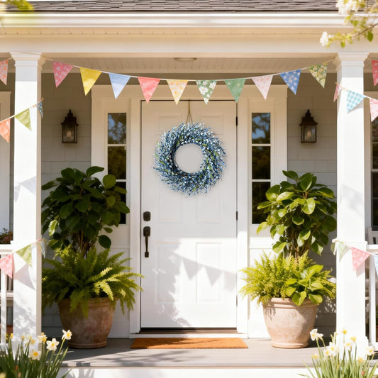 26 Inch Spring Wreaths for Front Door, Large Artificial Forsythia Flowers Wreath, Spring Summer Floral Wreath All Season for Home, Wall, Window, Porch, Wedding, Farmhouse Decor (Yellow)