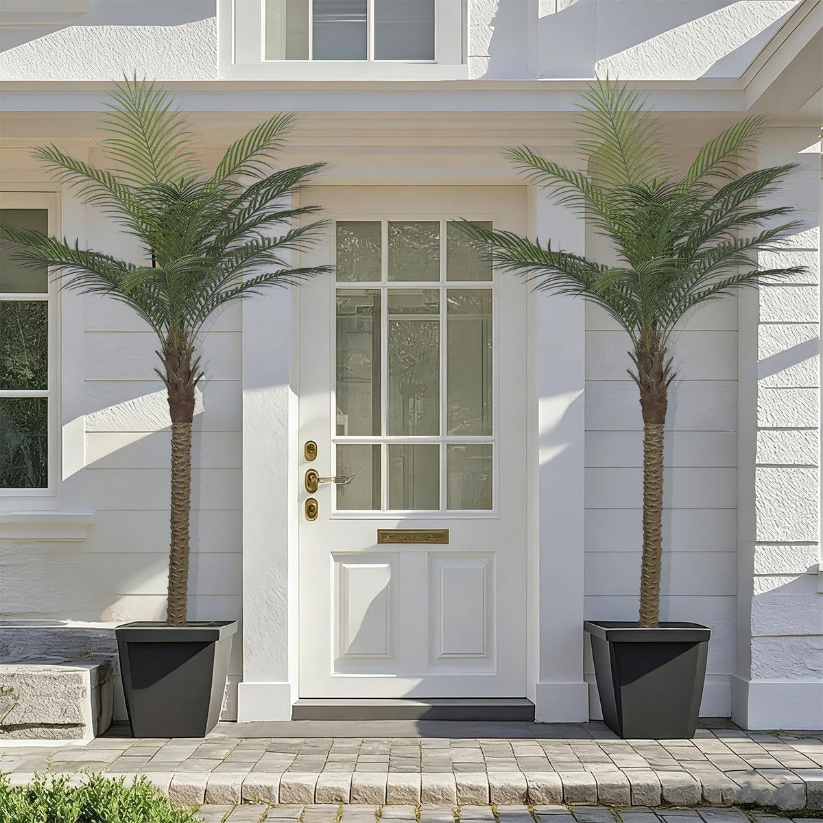 Artificial Palm Plant 3FT Fake Palm Tree with 9 Trunks Perfect 36inch Faux Tropical Palm Plants in Pot for Indoor Outdoor House Home Office Garden Modern Decor Housewarming Gift (2 Pack)