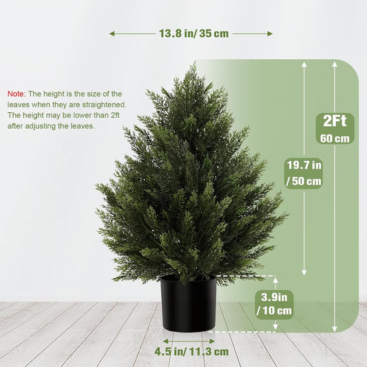 3FT Artificial Cedar Trees Set of 2 for Outdoor Front Porch