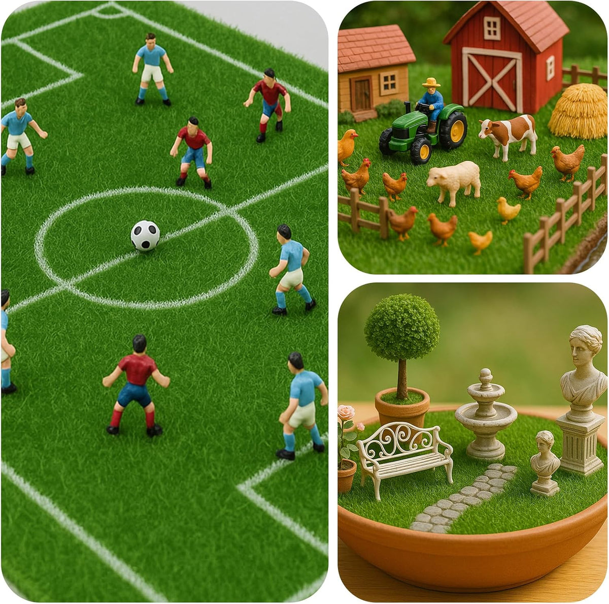 10 Packs 6" x 6" Fake Grass Decor, Artificial Grass for Crafts