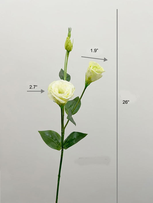5Pcs Artificial Silk Lisianthus Flower Stem 26In Fake Eustoma Lisianthus Flower Branches for DIY Wedding Party Home Decor (Green)