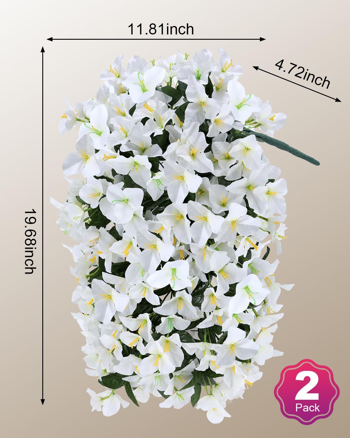 Artificial Flowers for Outdoors – of UV-Resistant Artificial Bougainvillea, Realistic Silk Flowers for Front Porch, Patio, Garden, Window Boxes & Hanging Baskets (Hot Pink, 2)