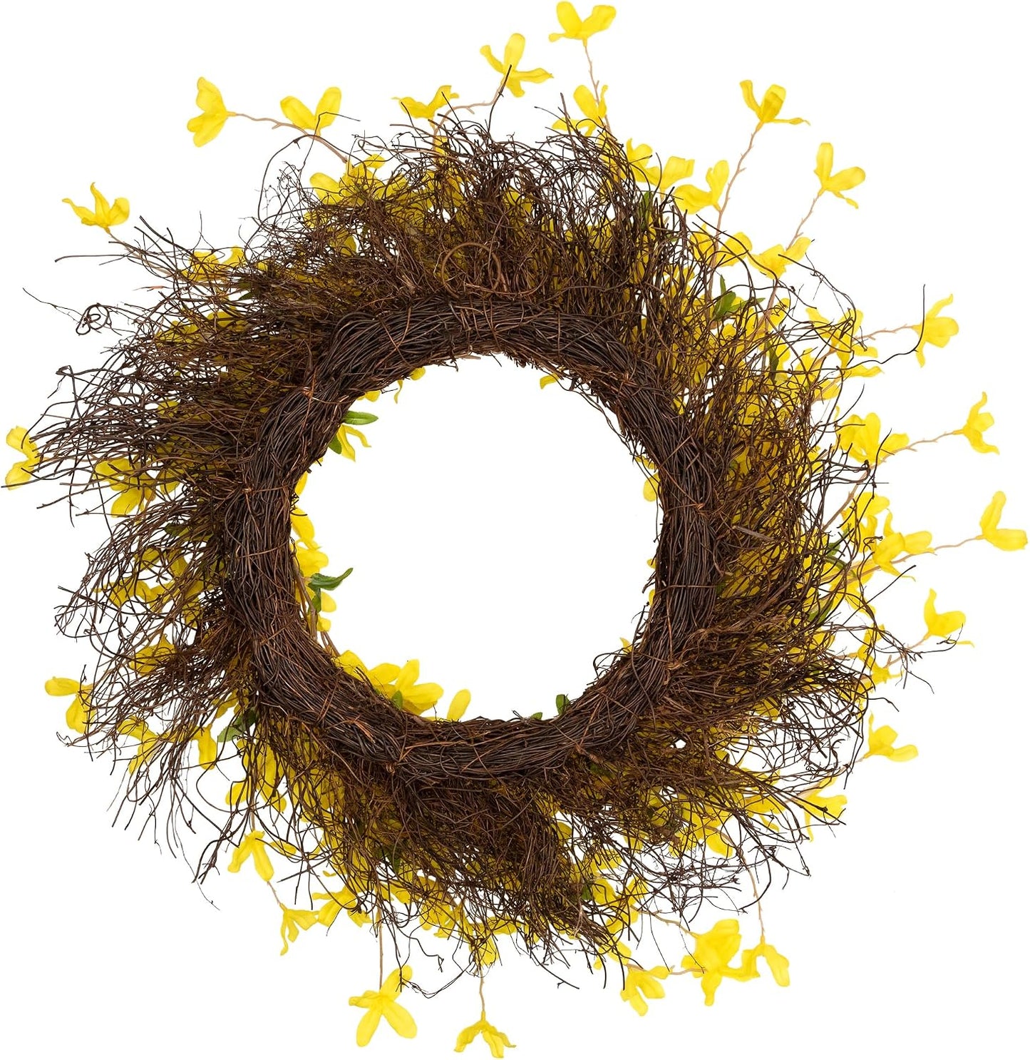 Forsythia and Grapevine Artificial Floral Wreath - Yellow - 24"