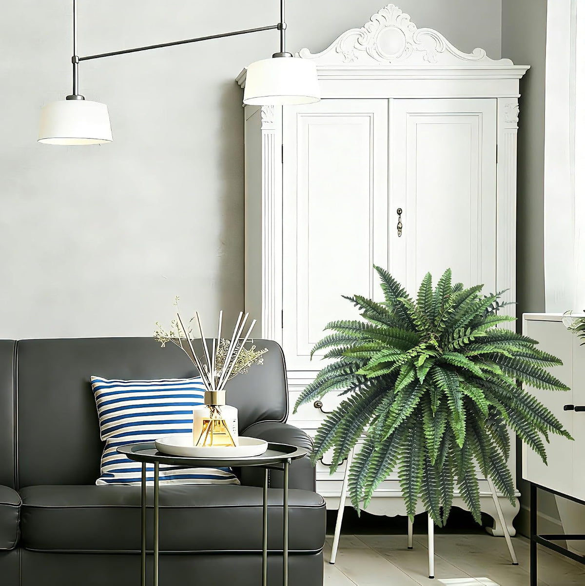 Fake Ferns 2 Set 55 Branches Artificial Ferns for Outdoors 32in