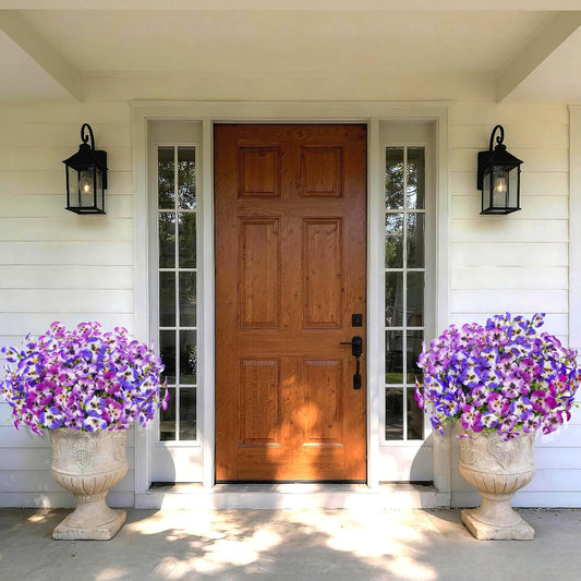 Artificial Pansies Flowers for Outdoor Faux Flower Spring Summer Decor, 12 Bundles Realistic Fake Silk Flowers Outside UV Resistant for Porch Patio Garden Home Yard Window Orchid Purple Lilac