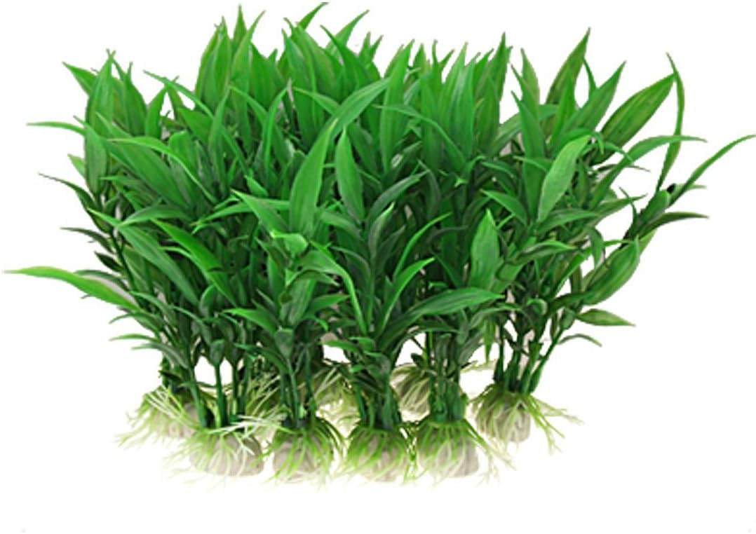 10-Piece Green Plastic Aquarium Tank Plants Grass Decoration 4.5" Tall