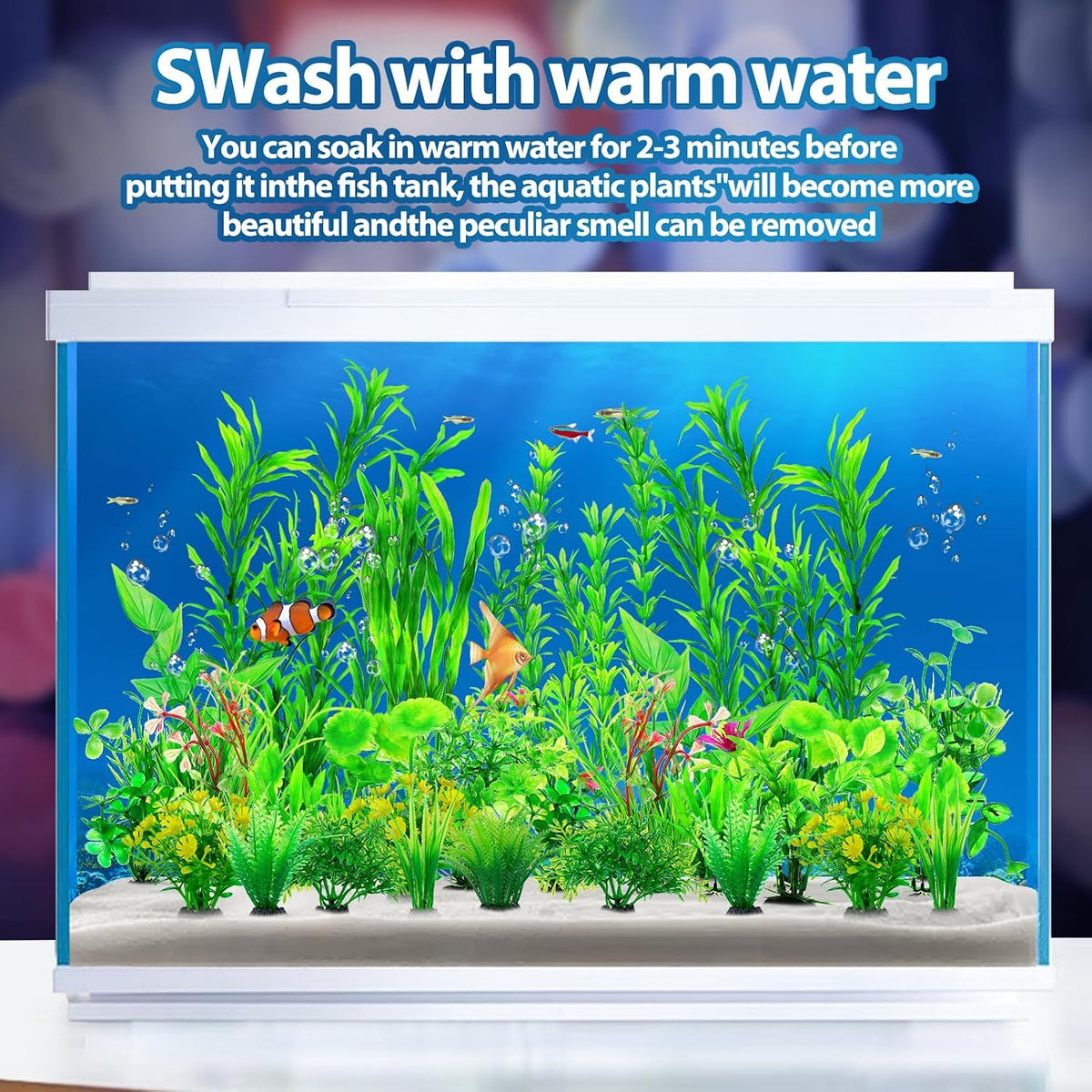 CousDUoBe 12pcs Fish Tank Accessories Aquarium Decorations Green Plants, Green Fish Tanks Decoration Plants, Fish Tank Decor, Aquarium Decor Plastic Plants