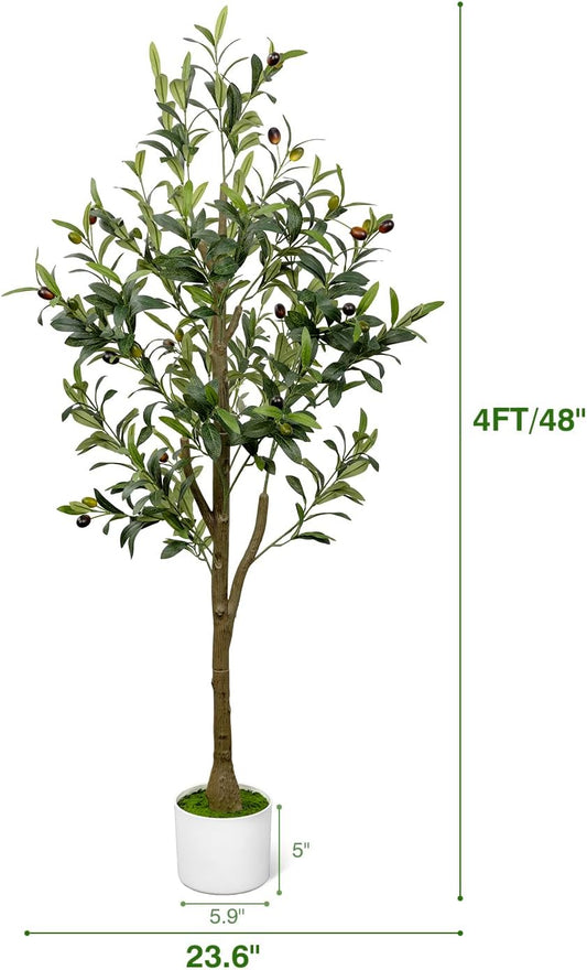 4FT Artificial Olive Tree Indoor Tall Faux with Planter