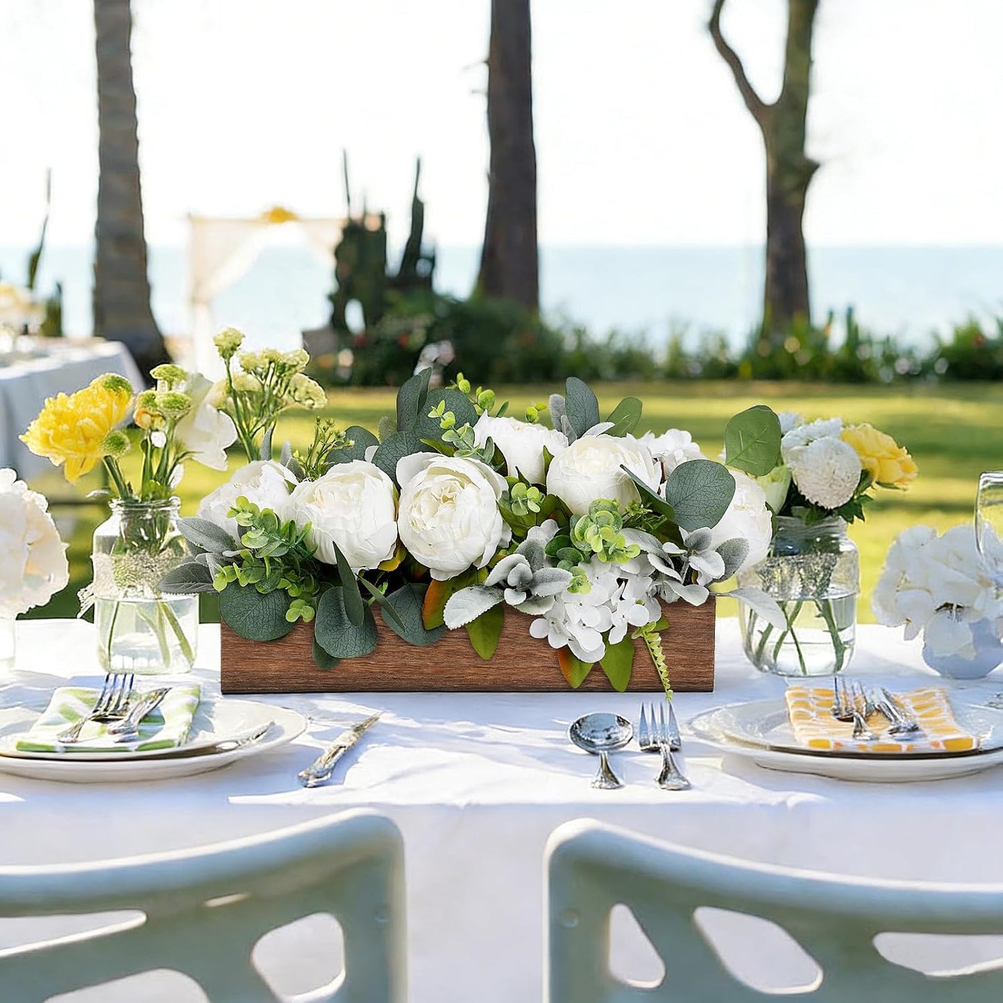 Pre-Made Floral Centerpieces for Dining Table - Pink | Artificial Peonies Hydrangea Centerpieces for Table Fake Flower Decorations for Wedding Living Room Party Bar Kitchen Table