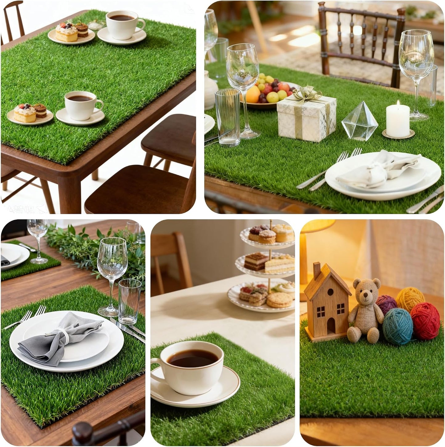 Artificial Grass Mat 12x12 Inch,Fake Grass Turf Patch | Synthetic Grass Indoor Outdoor,Patio Grass Tiles Realistic Grass Rug With Drainage Hole For Table Decoration