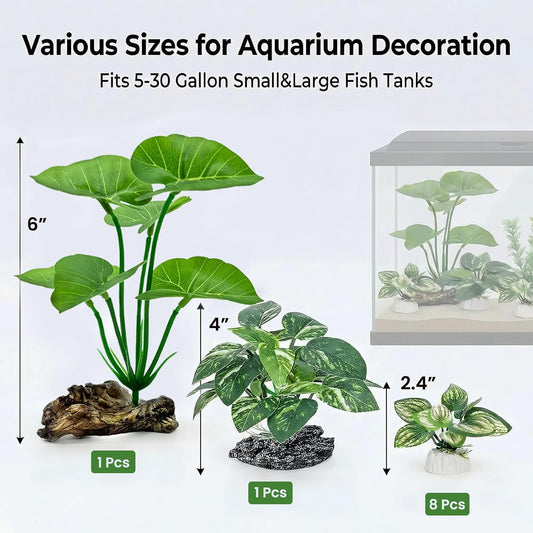 10 PCS Aquarium Decorations Silk Aquarium Plants Betta Fish Tank Decor