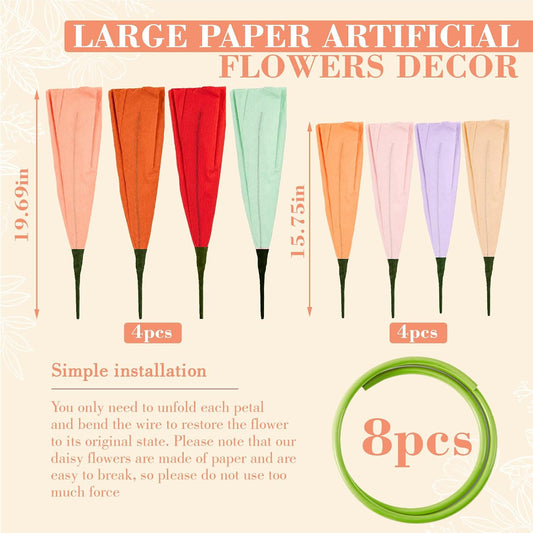 4 Pcs 5ft Large Paper Red Poppy Flowers Giant Artificial Poppies Standing Huge Handcrafted Poppy Flowers Wicked Party Decoration for Valentine Garden Hotel Office Wicked Birthday Party Wedding