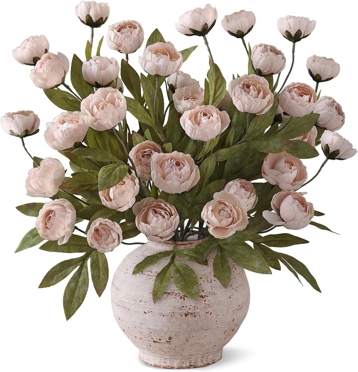 6 Pcs 27" Artificial Peony Silk Flower Stems for Vase Decor(Cream)