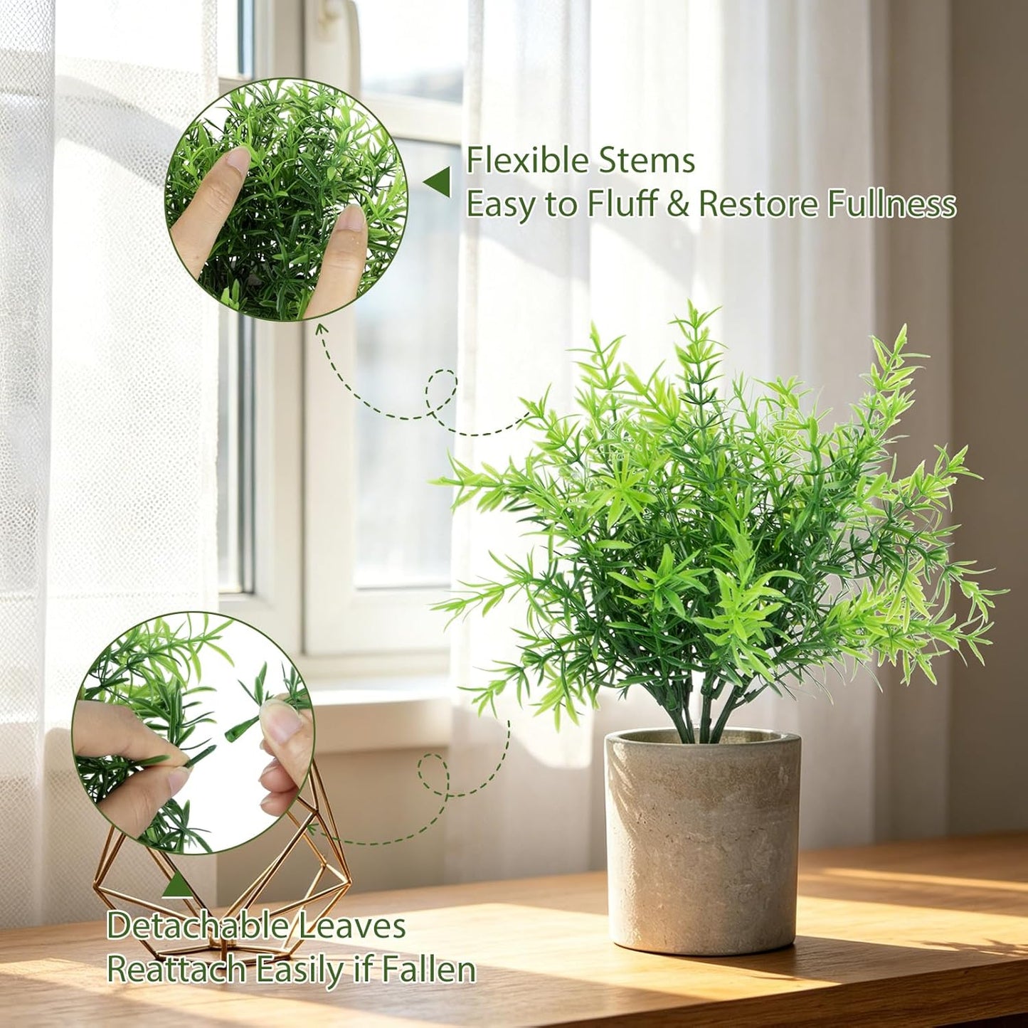 3 Pack Small Fake Plants, Mini Potted Artificial Greenery Plants for Indoor | Desk Plant Eucalyptus Rosemary for Home Office Table Shelf Farmhouse Bathroom Decor (Sage Green)