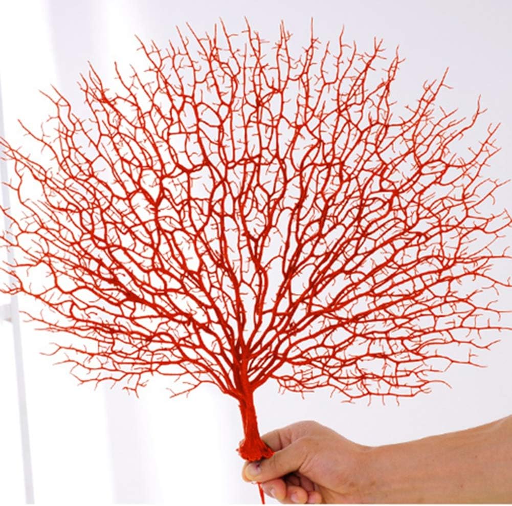Artificial Coral -Simulation Plastic Coral Branches Ornaments -Home Decoration -Crafts Peacock Fan Shape -Landscape Fish Tank Ornament