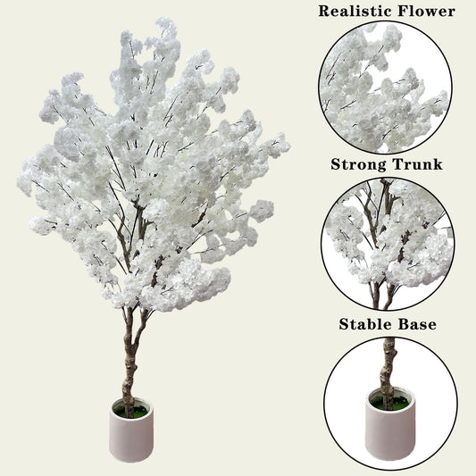 Artificial Bougainvillea Tree 5.6ft, 2 Pack Fake Bougainvillea Plant Potted Faux Tropical Tree for Home Indoor Outdoor Decor, Office, Patio, or Living Room Decoration