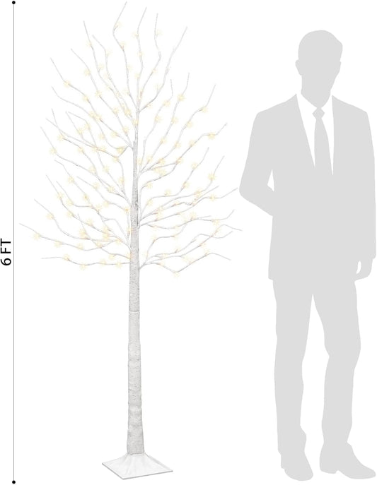 3Pack Lighted Birch Tree with 144 Warm White Lights, 8 Modes Prelit White Artificial Christmas Trees with Timer for Holiday Indoor Outdoor Decor Garden Wedding Party Bedroom Decoration(4, 5, 6FT)