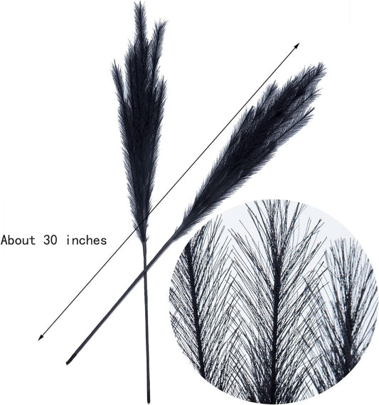 Faux Pampas Grass 8 PCS 30"/76cm Dried Fluffy Artificial Flowers Ascendant Grass for Vase Fillers Wedding Party Bouquets Home Hotel Centerpieces Decor (Black)