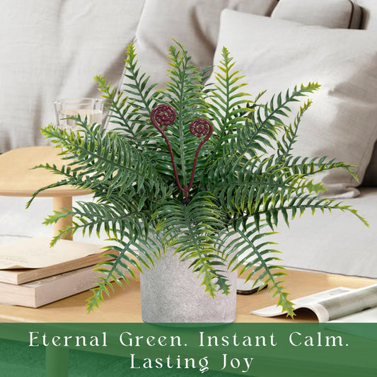 Artificial Boston Fern Potted Plants 15'' Fake Greenery Shrubs Plants in Pot for Home Office Living Room Desk Shelf Inddor and Outdoor Decoration