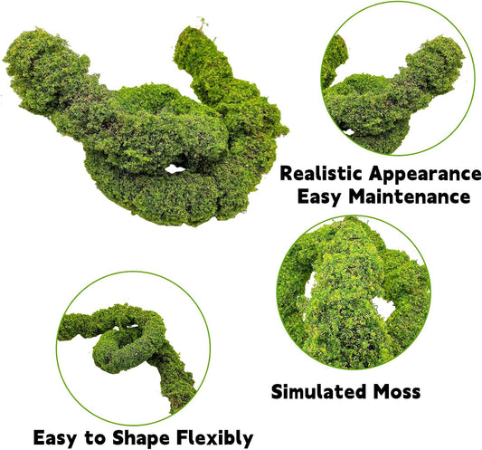 Reptile Plants,Flexible Rainforest Vines with Moss,Bendable Jungle Climbing Vines,Terrarium Artificial Plants Decor for Bearded Dragon,Hermit Crab,Snake,Geckos,Chameleon,Lizard