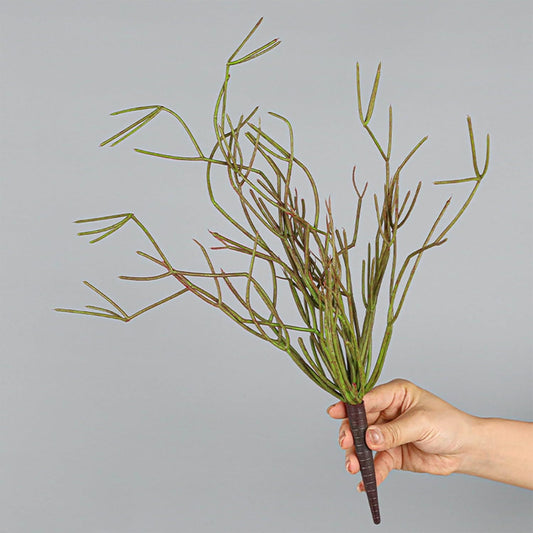 2Pcs 19.68" Artificial Pencil Cactus Stem Realistic Green Faux Greenery Bush Plants Fake Euphorbia Tirucalli Faux Succulent Arrangement for Indoor Outdoor Wedding Office Home Decor