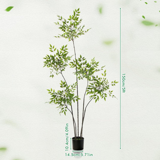 6ft Faux Bamboo Tree Indoor Artificial Nandina Tree Realistic Large Fake Plants Potted Planter Tall Foliage Floor Plant for Home Office Corner Room Decor Greenery Housewarming Gift(Green)