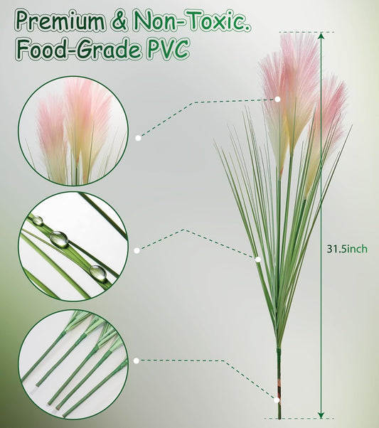 Fake Tall Grass 32" Tall Grass Plant Artificial Reed Flowers 5 Pack