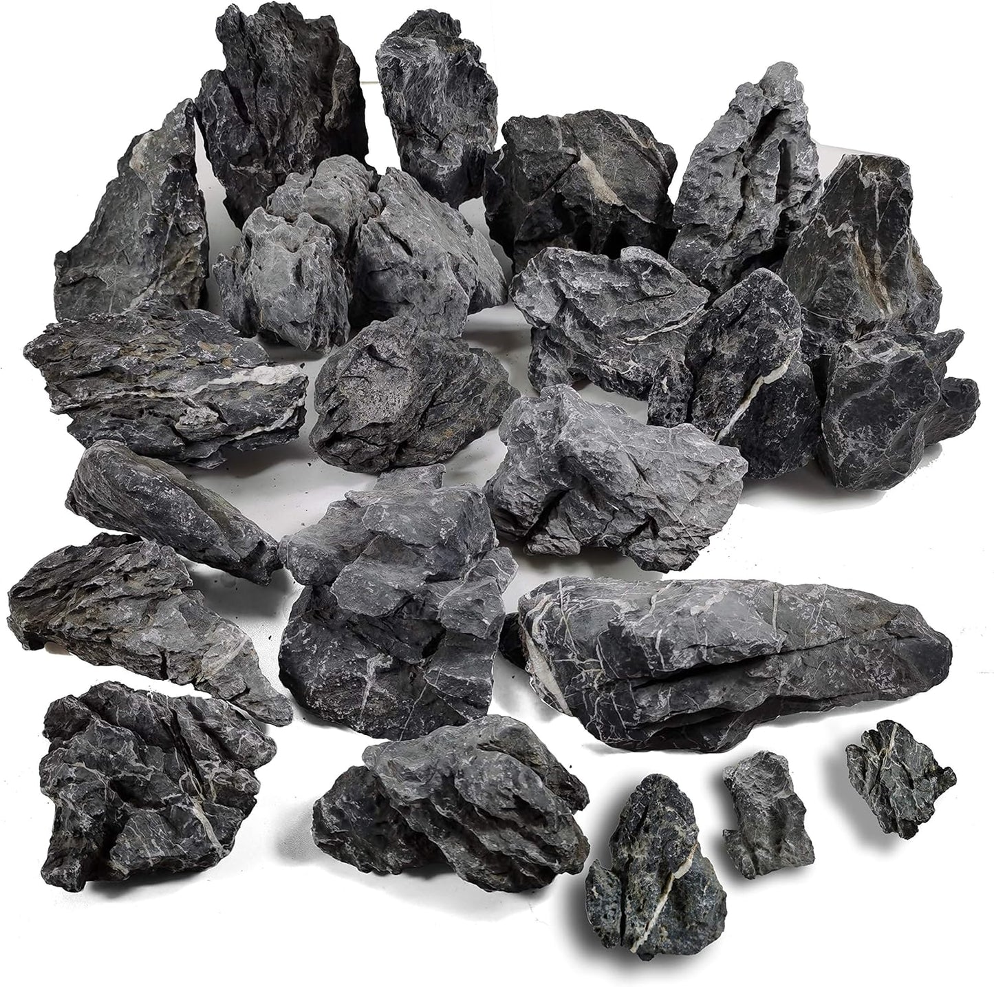 Natural Slate Rocks PH Neutral Stone Perfect Rocks for Aquariums, Landscaping Model,Tank Decoration,Amphibian Enclosures (3.5 LB, 5-7 inch)