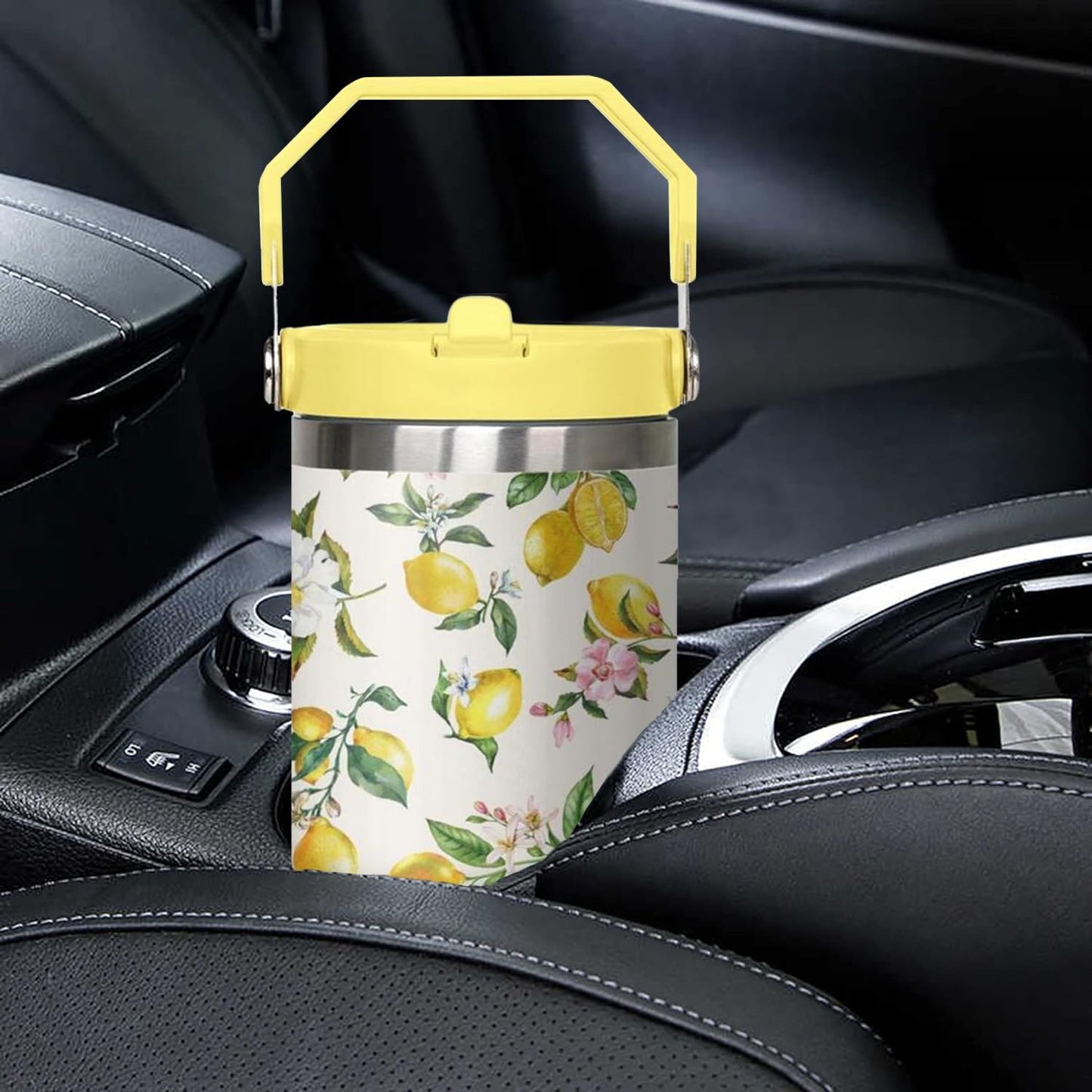 30 oz Lemon Flip Tumbler with lid and Straw, Lemon Gifts for Women, Coffee Travel Mug Cup Water Bottle