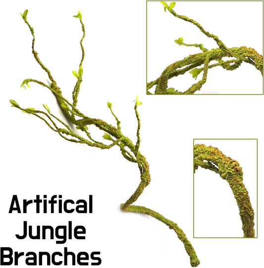 Reptile Terrarium Decor Branch, 45'' Climbing Fake Plants for Reptile Enclosure, Ideal for Chameleon Bearded Dragon Lizard Gecko Tank Accessories