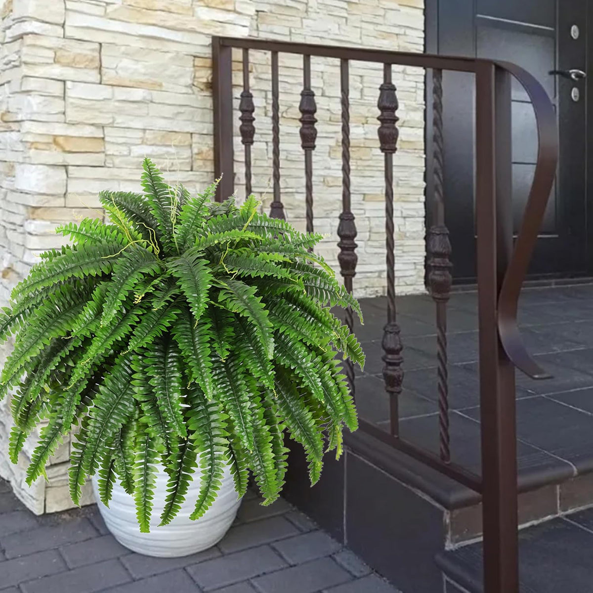 49" Artificial Boston Fern, Outdoor Faux Plant